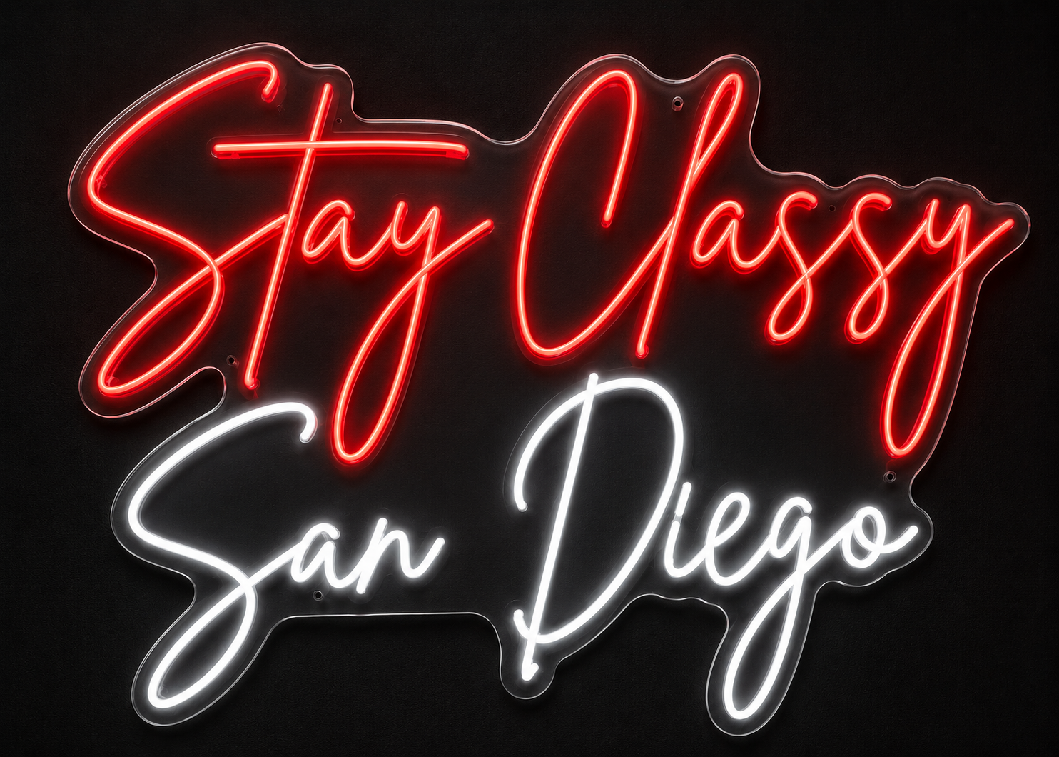 Stay Classy San Diego custom illuminated lettering